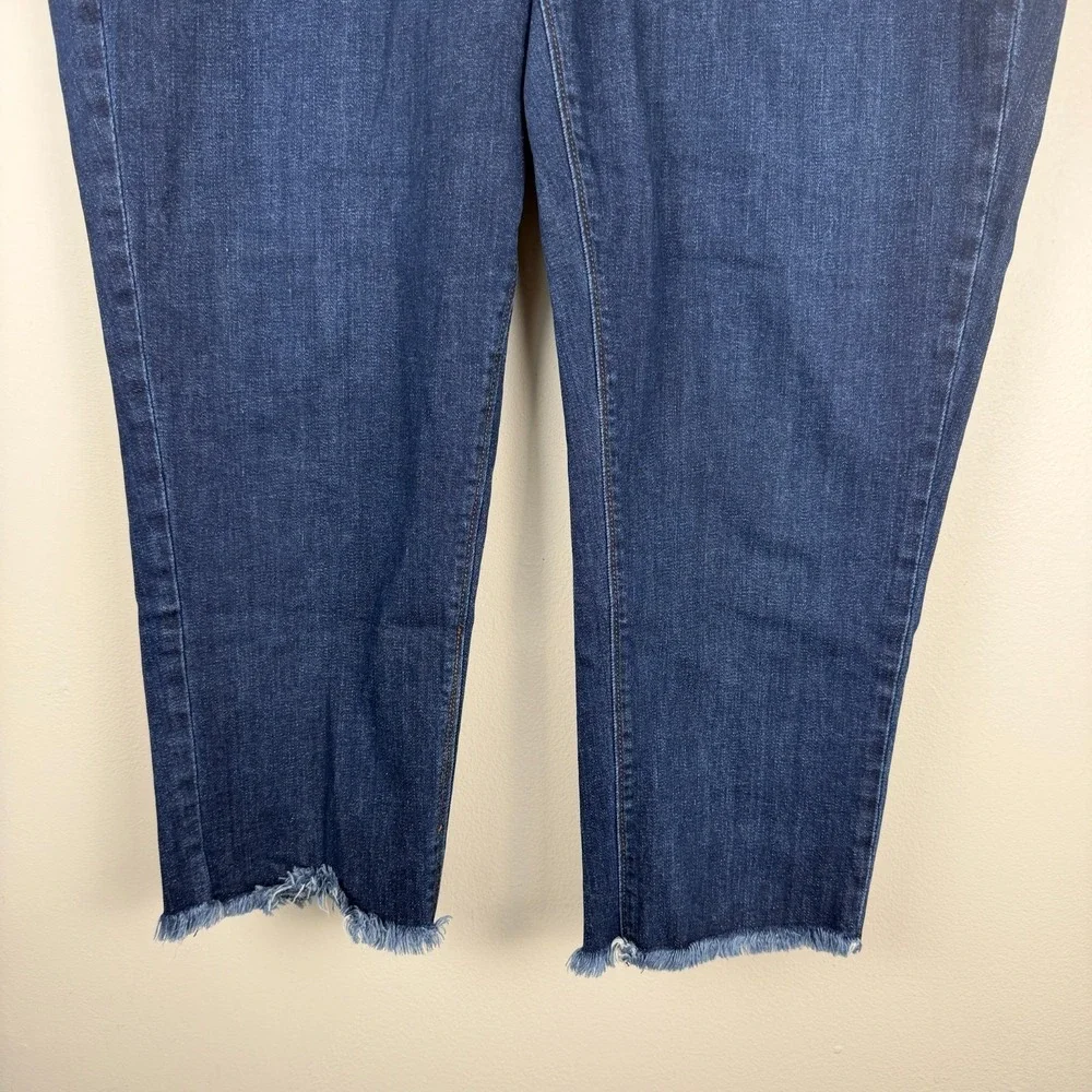 Loft Outlet Skinny Crop Jeans Women 16 (38x24.5) Blue Denim Frayed Hem Dark Wash
